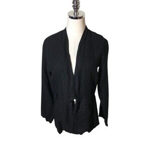 CMC Jacket Women's Size Small Black 100% Linen Long Sleeve